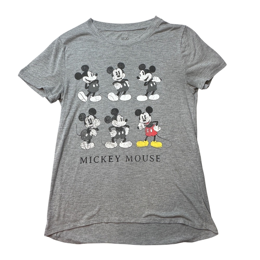 Disney T-Shirt Women S‎ Gray Mickey Mouse Graphic Short Sleeve Retro 31285